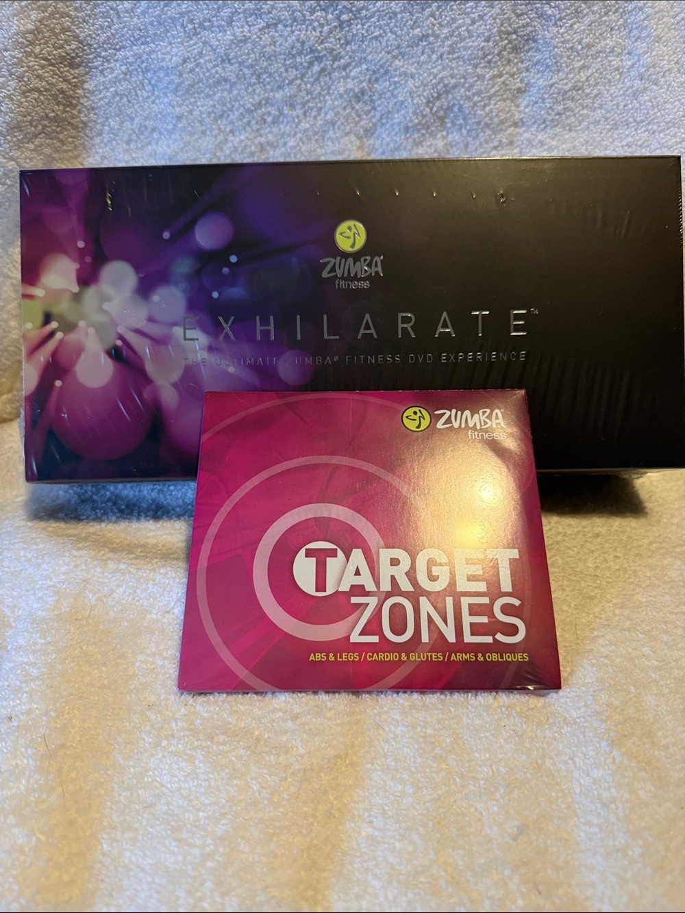 Zumba NWT Fitness Exhilarate & Target Zones DVD Set - Purple, Pink, Black